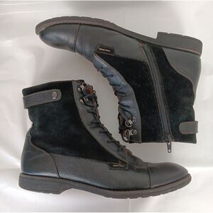 Montana Artisan Combat Ankle Boot Womens 10M Black Leather Suede Military Grunge